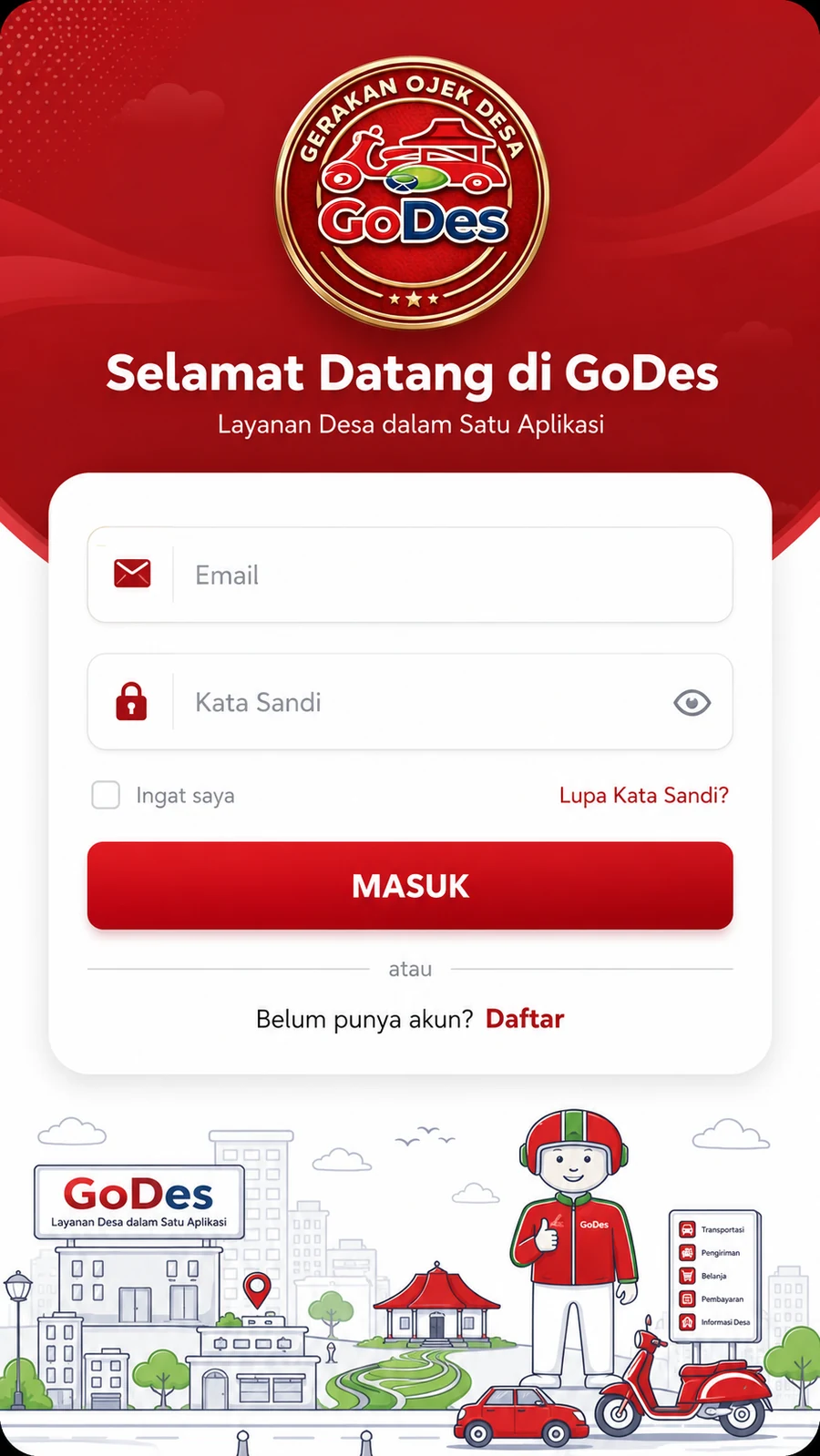Tampilan aplikasi GODES modern